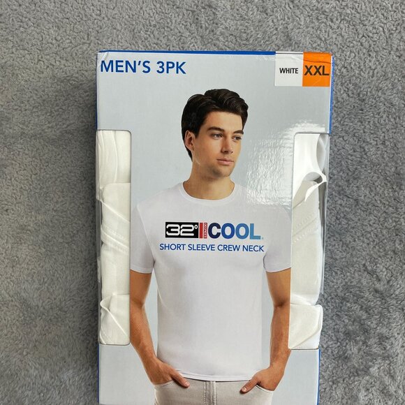 NEW 32 Degrees Cool Men's XXL 3-Pack Short Sleeve Crew Neck T-Shirts White - Picture 2 of 6
